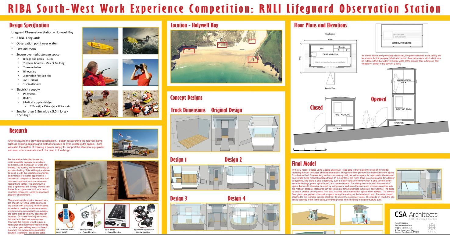 RIBA Second Prize for CSA Work Experience Student RIBA Second Prize for CSA Work Experience Student