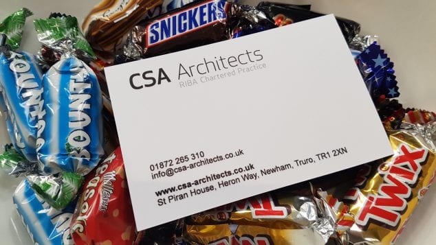 Chocolates and CSA contact card